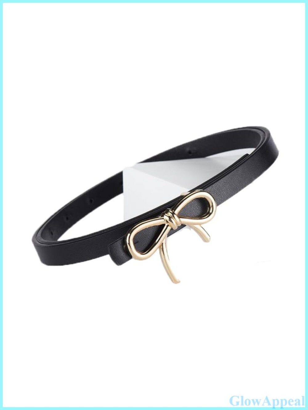 Skinny Leather Belt with Gold Bow Knot Buckle for Dresses Jeans Pants